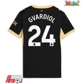 Manchester City Josko Gvardiol #24 Segunda Equipación Mujer 2026-27 Manga Corta